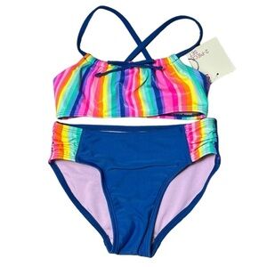 NWT SO Rainbow Stripe Bikini Size 7/8